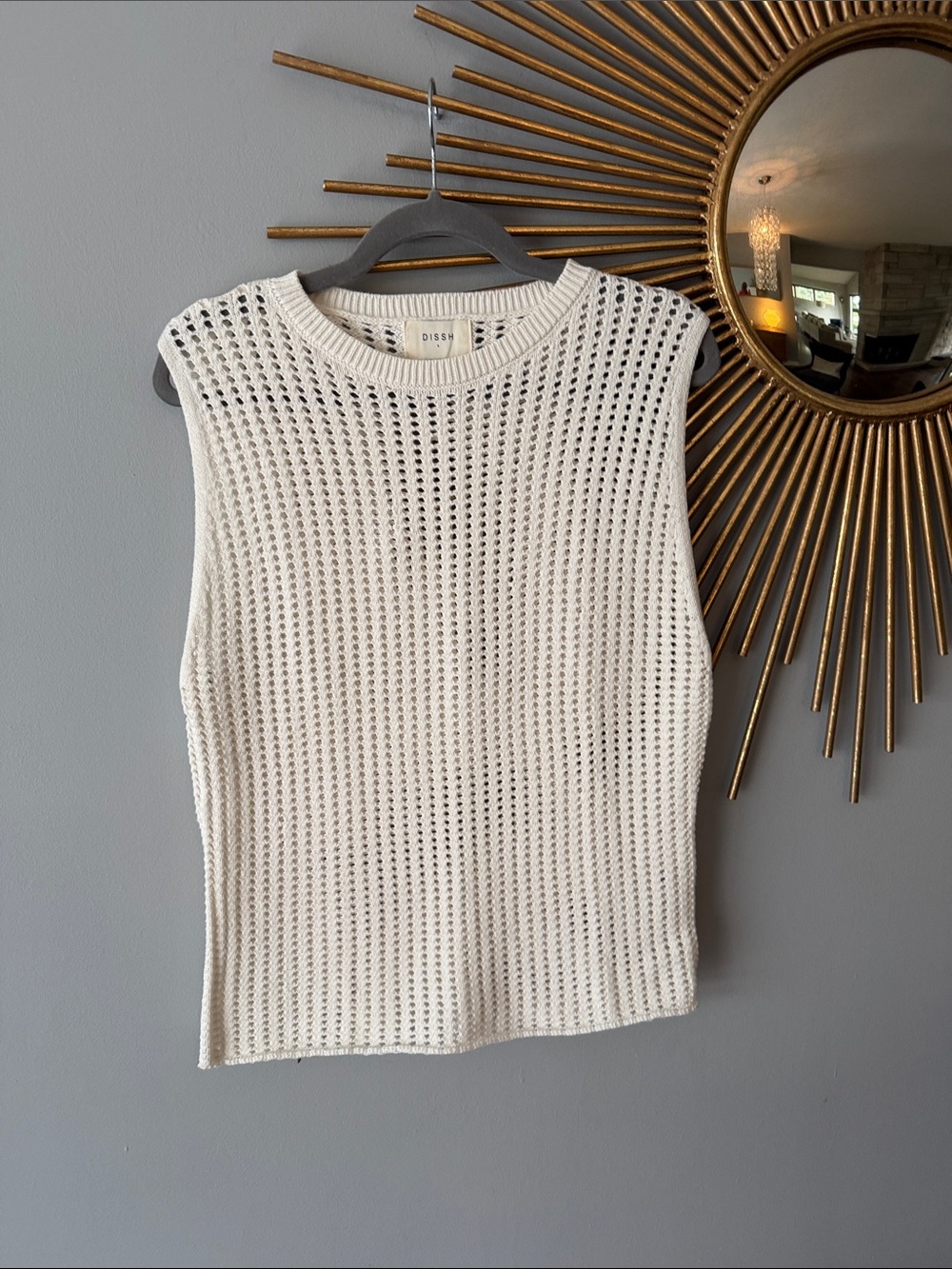 DISSH Open Knit Cotton Sweater Sleeveless Top